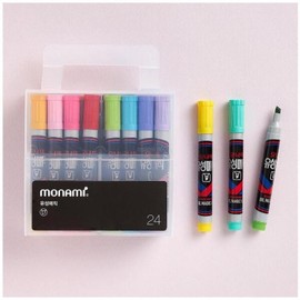 Artbox/Hosa Stationery Monami Oil-based Marker 24 Colors Square Nib / 아트박스호사문구 모나미 유성매직 24색 사각닙