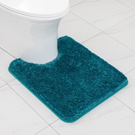 MIULEE U Shape Bath Mat Super Absorbent WC Toilet Rug Non Slip Mat Super Soft Floor Mat Washable Rugs Cozy and Shaggy Rug Carpet for Bathroom Blue Green 1 Piece 50 x 60 cm 20x24 Inch