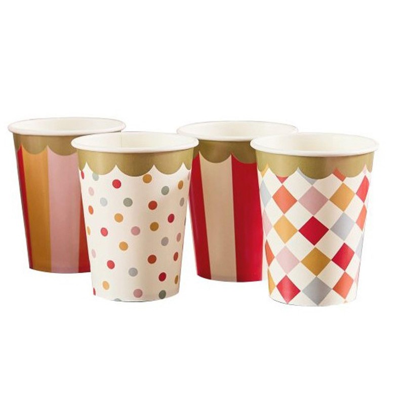 8 Circus Theme Party Paper Cups – Funfair Birthday Tableware,
