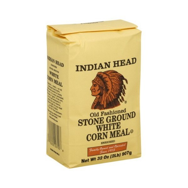 Indian Head Corn Meal Old Fashioned Stone Ground White 2 Lbs (2 Pack)