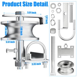 Sliding Gate Rollers Hardware Kit, Galvanized Steel Rolling Gate Wheels with Single U-Bolt, Fits 2" (1-7/8") Gate Frames and 1-7/8" or 1-5/8" Track Pipes for Chain Link Gates