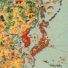 Large Vintage Japanese World MAP by Keizo Shimada of Japan