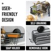 LEVERLOC Shower Caddy Suction Cup, Black Shower Shelf with Hooks