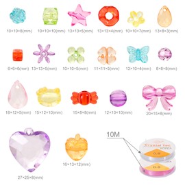 NALER Beads Accessory Kit, Crafts, Kids, DIY Beads, Bead Kit, Handmade, Necklace, Bracelet, Educational Toys, Right Brain Development, Approximately 500 Pieces