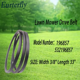 (3/8" X 33") 532196857 196857 Drive Belt Replacement Craftsman AYP 532196857 196857 Lawn Mower Tractor Belt