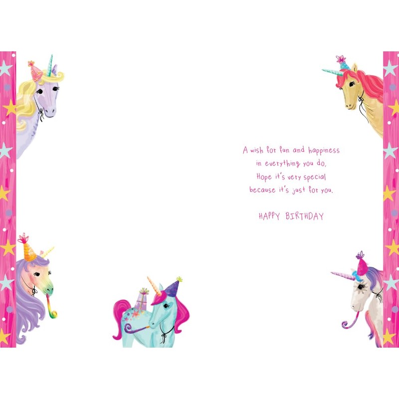 Granddaughter 5th Birthday Card Age 5 Unicorns 9" x 6"