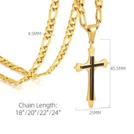 CaptainSteeL Cross Necklace for Men and Women-Gold/Silver Stainless Steel Double layer Cross Pendant Necklace for Men,18-24inchs,Gifts with Flannel Bag