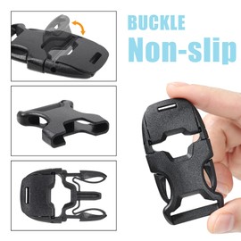 1'' Buckles & Straps Set: 7 Yards Hard-Wearing Nylon Straps 1 inch Wide, 6 Pcs Non-Slip Quick Side Release Buckle, 6 Pcs Tri-Glide Sliders, Available for DIY Heavy Duty No Sew, Black