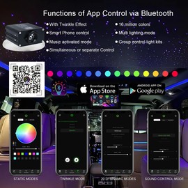 AKEPO Small Size 16W RGBW APP Twinkle Fiber Optic Lights, Music Activated 150pcs 0.03in 6.5ft/2m Optical Fiber Star Ceiling Light Kit for Car Truck Headliner Star/Home