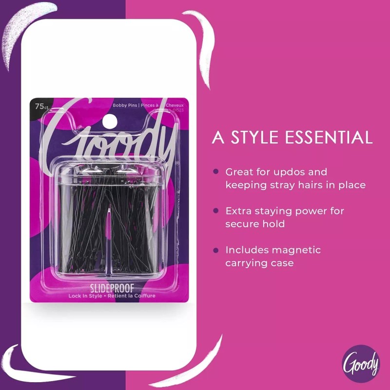 Goody Bobby Pin Box With Magnetic Top - 75 Count,