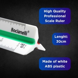 Professional 30cm 12" Metric Plastic Triangular Scale Ruler 1:10 1:20 1:25 1:30 1:40 1:50 / 1:100 1:200 1:250 1:300 1:400 1:500 in a Case