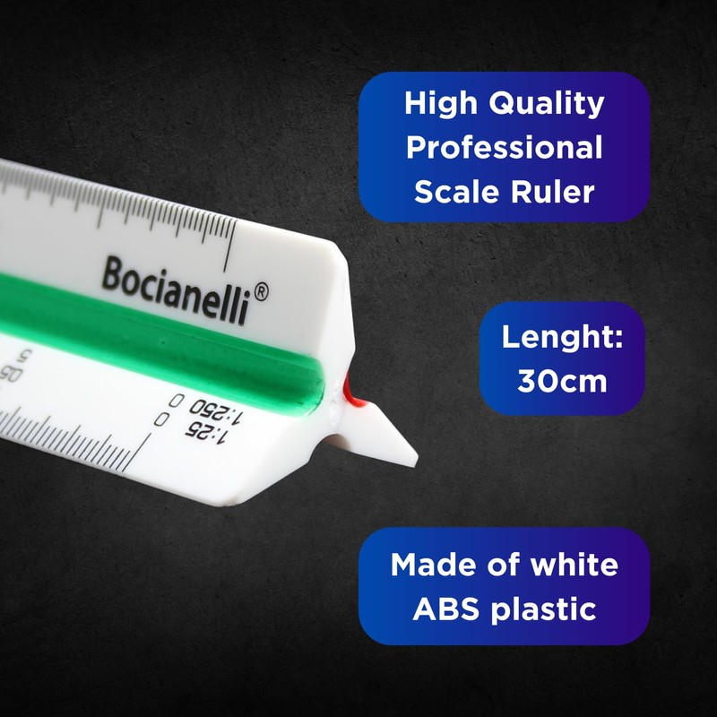 Professional 30cm 12" Metric Plastic Triangular Scale Ruler 1:10 1:20