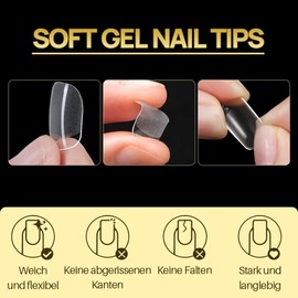 ZEYACHAN Pack of 540 Tips for Gel Nails Square Short, 15 Sizes Transparent Nail Tips, Semi Frost, Nail Tips Square Short, Soft Gel Nail Tips, Nail Tips for Gel Nails for DIY Nail Art and Salon