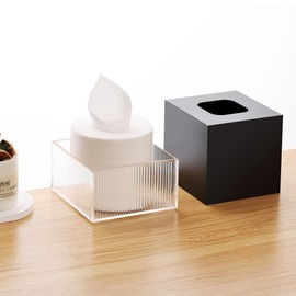 SANRUI Kosmetiktücherbox Tücher Box aus Acryl Dimension: 13.5 × 13.5 × 13 cm Doubel Layer Quadrat