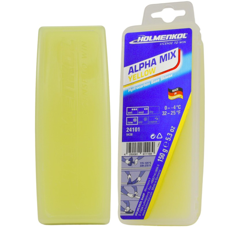 Holmenkol Alpha Mix yellow 150 grams warm wax, alpine skiing,