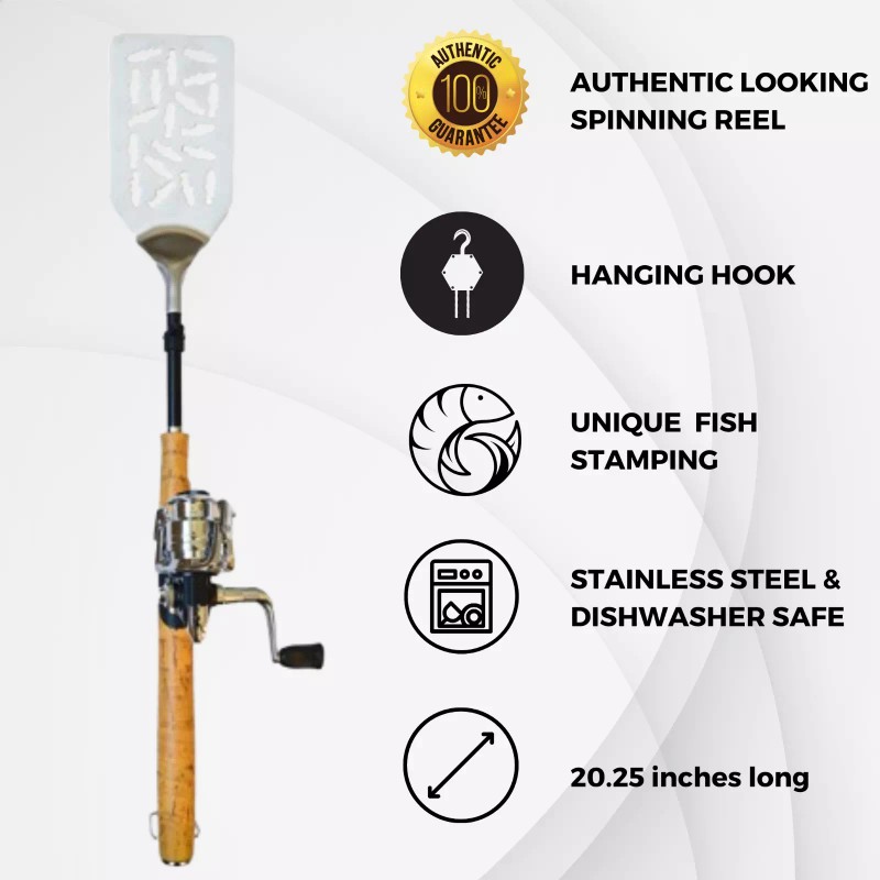 G.E.I. GEI OPEN FACE FISHING POLE BBQ SPATULA Stainless Steel