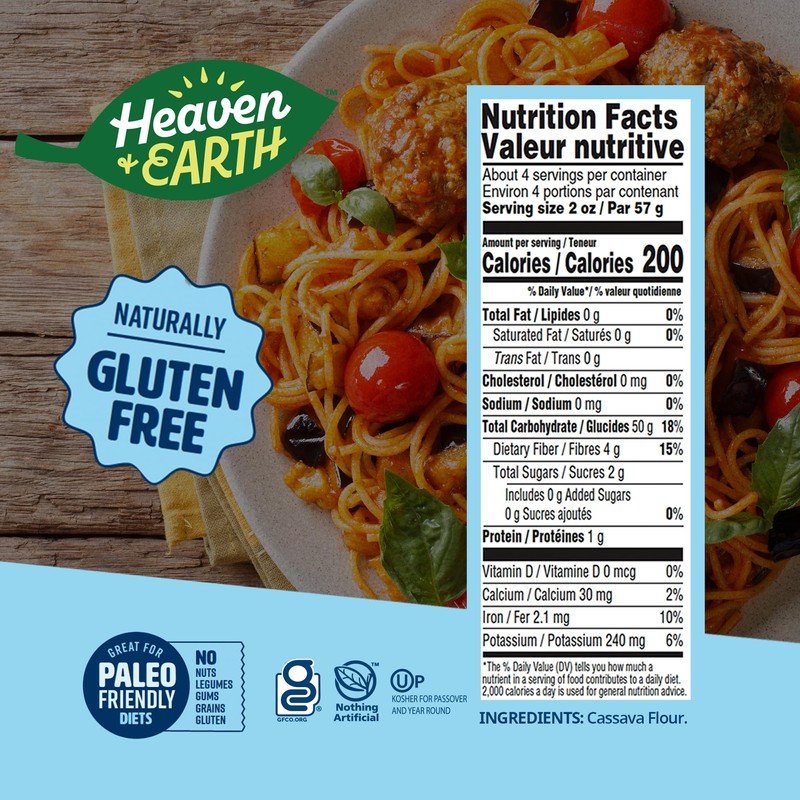 Heaven & Earth Grain Free Pasta, Cassava Spaghetti Pasta, 8oz