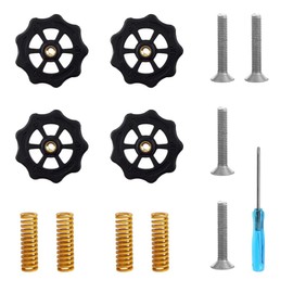 YIXISI Pack of 4 3D Printer Improved Hand Twist Leveling Nuts, 4 Pieces Hot Bed Spring and 4 Pieces Screws and 1 Piece Screwdriver, for Creality 3D Printer CR-10 CR-10s Ender 3 Ender 3 Pro