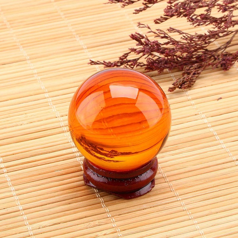 40mm Citrine Quartz Crystal,Clear Crystal Ball with Stand Crystal Healing
