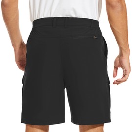 NATUVENIX Hiking Shorts for Men Stretch Lightweight Fishing Shorts Men Quick Dry Cargo Work Shorts Casual Mens Shorts Summer Classic Black