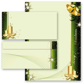 Writing Paper Sets Letter Paper with Envelope Christmas Symbols 50 Sheets Writing Paper + 50 Matching Envelopes DIN Long without Window Paper-Media