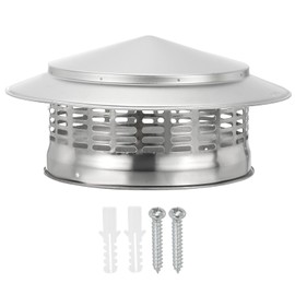 PATIKIL 8" Chimney Cap, 304 Stainless Steel Round Chimney Cover Cap Hood Screen Roof Vent with Screws for Fireplace Exhaust Exterior Stove Pipe