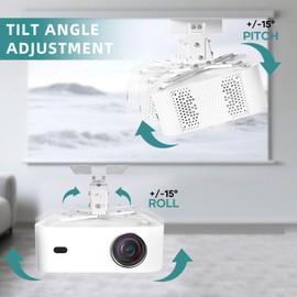 Projector Ceiling Mount with Extension Pole, Wall Projector Mount Height Adjustable, 3-in-1 Bracket for Most Projectors,Video, 44lb, Home & Office Installation (White)
