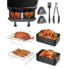 8-Piece Hot Air Fryer Accessories for Ninja Foodi AF300EU AF400EU AF451EU, AF400 Dual Zone Airfryer Accessories for Innsky Princess Emerio 7.6L-9.5L Air Fryer Accessories