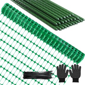 Garden Fencing, Plastic Fence Roll, Temporary Fence, Snow Fence, 3.3 x 100 FT Animal Barrier Fencing with Stakes