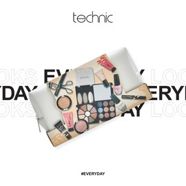 Technic Cosmetic Bag Set - Full Make Up Kit - 14 Mini Essentials for Eyes, Lips, Face & Nails In a Portable Storage Bag - Perfect For Overnight Trips and Holidays - Vegan and Cruelty Free