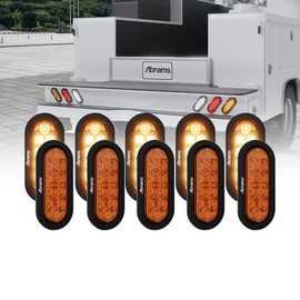 6" Inch Amber 10 LED Trailer Tail Light - Oval Truck Park Turn Signal Lights – IP67 Waterproof DOT Certified RV Semi Truck Taillight – Bright LEDs Colored Lens, Grommet & Plugs Included 10 Pack