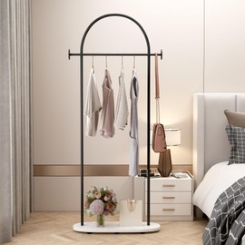 KADIGANG Black Clothing Racks, Modern Industrial Clothes Rack with Shelf, Heavy Duty Freestanding Coat Rack, Metal Coat Hanger Stand with Hooks for Boutique Office