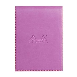 Rhodia 128111C Notepad N12 (With Faux Leather Case, 9.5 x 13 cm, Squared, Chic and Elegant, Ideal for Your Notes) 1 Set, Purple