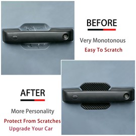 LIUQING Car Door Bowl Scratch Protector for Ford Bronco 2021-2025 2026 4 Doors, Exterior Door Handle Bowl Cover Trim for Ford Bronco Accessories (Carbon Fiber)