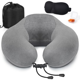 Zepphi Nackenkissen Flugzeug, Nackenhörnchen Memory Foam, Ergonomisch Gestaltetes Reisekissen, Nackenkissen Reise mit Schlafmaske, Ohrstöpsel, Tasche Ideal für Reisen, Flugzeug, Büro und Haus