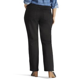 Lee Women's Size Instantly Slims Classic Relaxed Fit Monroe Straight Leg Jean, Black, 16 Plus Petite