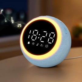 Smart Digital Alarm Clock with 25 Relaxation Tones, Night Light, Snooze Button, Timer & Adjustable Volume/Brightness - White Noise Sleeping Aid for Children, Girls, Adults in Bedroom