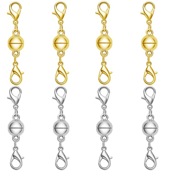S925 Silver Double Lobster Magnetic Necklace Clasps, Magnetic Necklace Clasps