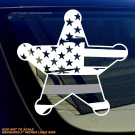 OwnTheAvenue Support Corrections Officers Thin Silver Colored Line Distressed Flag Star Decal