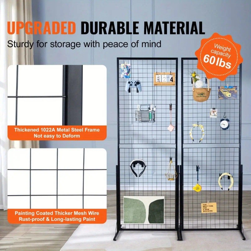 2 Packs Wire Gridwall Display Racks 67x24 Extra Clips Hooks