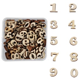 Bojueshaw 100pcs Wooden Numbers,Mixed Small Wooden Number,Number 0 to 9 Embellishments for Arts DIY Decoration Displays Kids Early Educational Learning