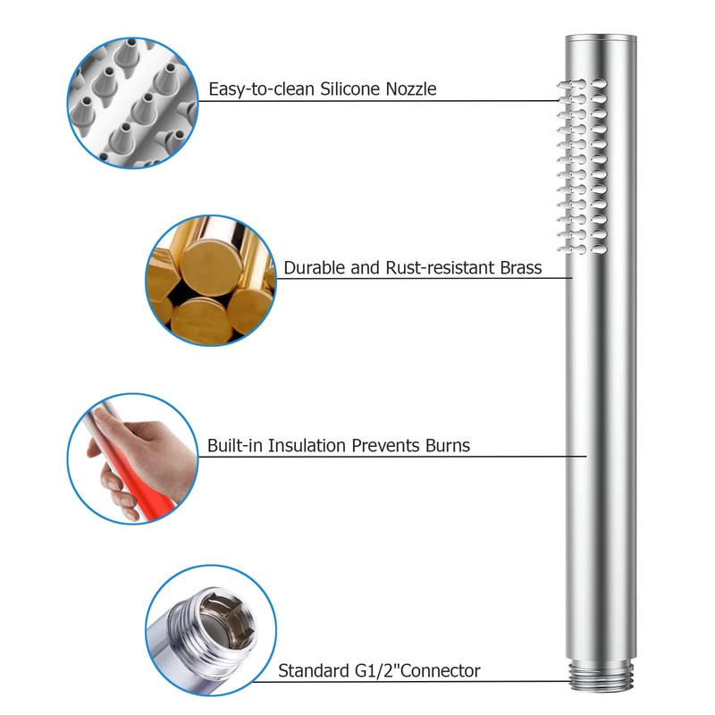 ACEFY Shower Head, Water-Saving, 1 Jet Type, Hand Shower, Solid