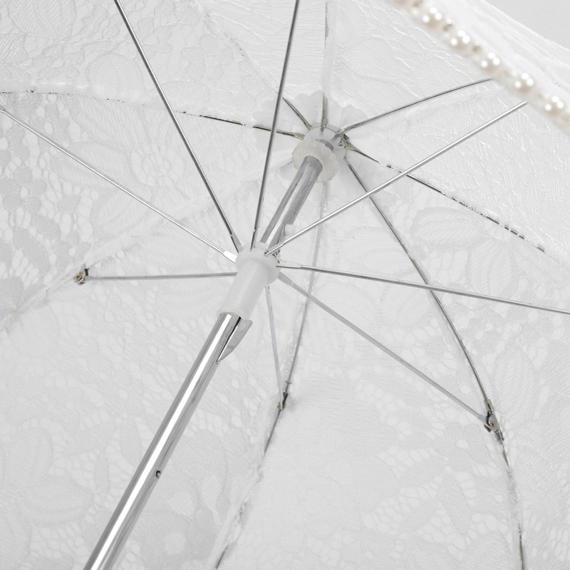 Lace Wedding Umbrella Romantic Embroidery Flower Bridal Umbrella Ergonomic Handle