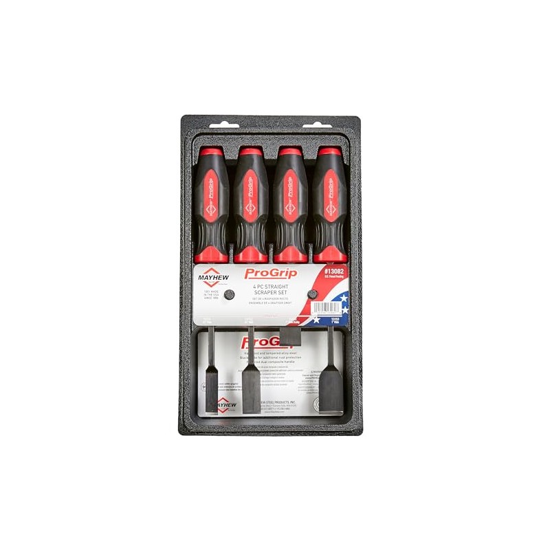 Mayhew Tools 13082 4 Pc Progrip Straight Scraper Set Multi