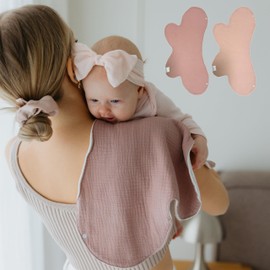 Bebeezoo Butterfly Cotton Muslin Burp Cloths 3-Layer, Extra-Large 26”x12” Water-Resistant Multi-Use Burp Cloth Convertible to Bib, 2 Pack, Soft & Absorbent (Pack of 2, Clay & Terra/Rose & Mist)