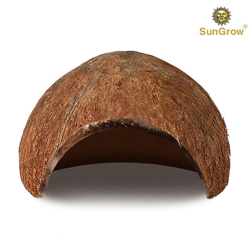 SunGrow Betta Fish Cave, Habitat Made from Coconut Shell, Soft-Textured