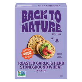 Back to Nature - Stoneground Wheat Crackers - Garlic & Herb - Real Ingredients like Whole Grain Wheat, Flax Seed and Sea Salt - Dairy Free & Non-GMO - 5 ounce