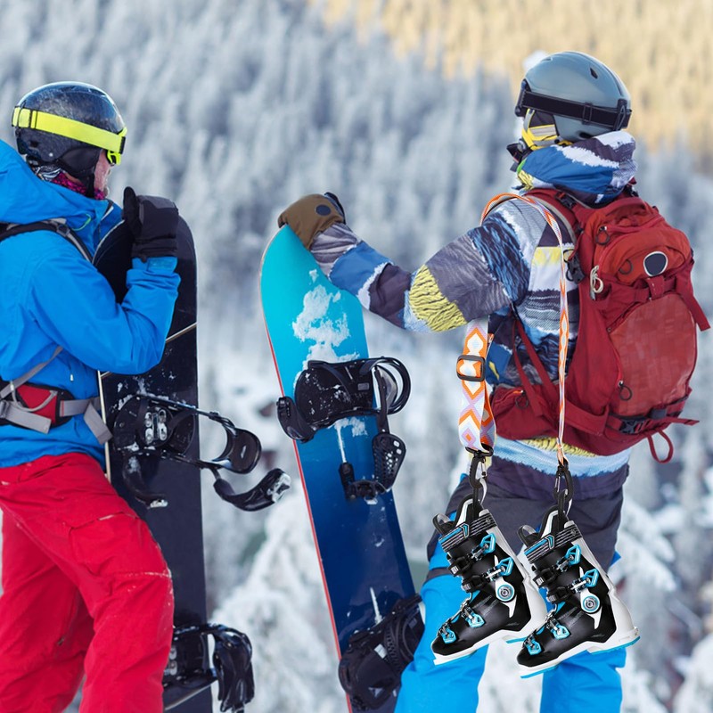 Ski Boot Strap, Adjustable Ski Strap with 360° Swivel Buckle,