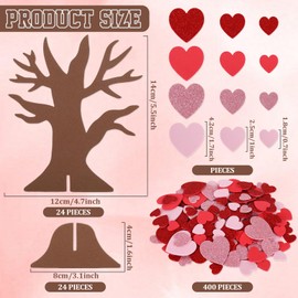 JarThenaAMCS 448Pcs Valentine’s Day Foam Craft Kit Tree Craft Set with Heart Stickers 3D DIY Crafts Standing Decorations for School Classroom Home Decor Gift Exchange Party Favor