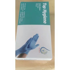 TOP HYGIENE DISPOSABLE POWDER FREE LATEX FREE LARGE NITRILE GLOVES. 100 PIECES IN A BOX. AMBIDEXTROUS SURFACE. LARGE SIZE